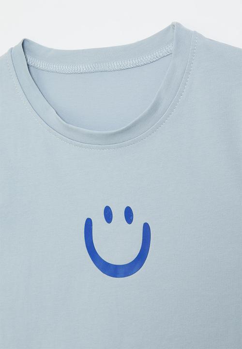 Pop Candy - Smiley print tee - light steel blue