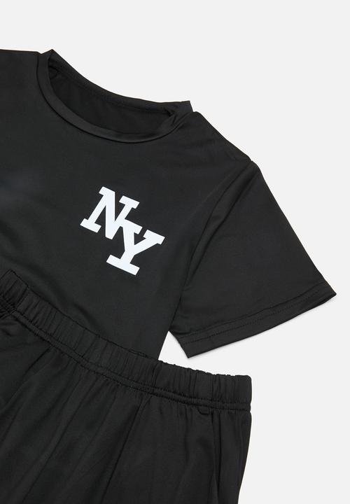 Pop Candy - NY crew tee & short set - black