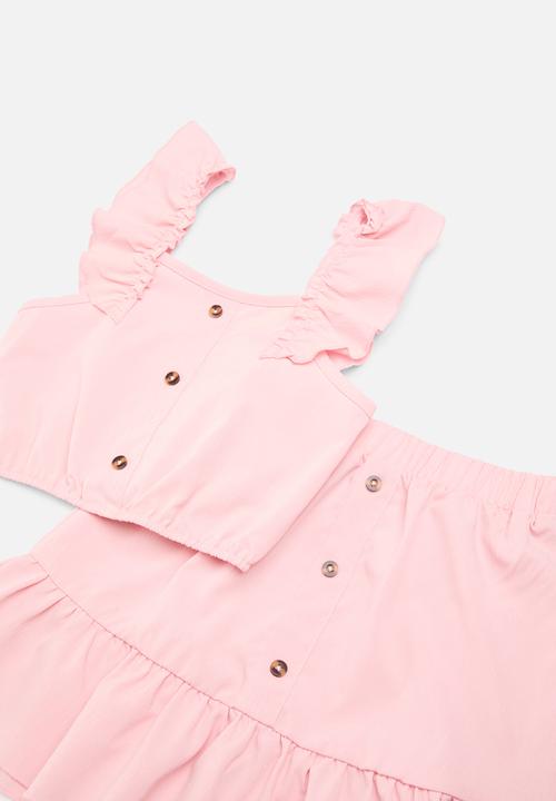 Pop Candy - Button front top & skirt set - pink