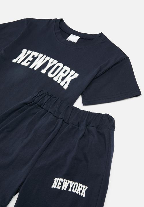 Pop Candy - New york top and short set - navy blue