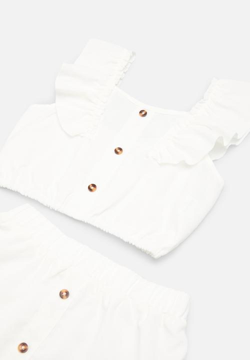 Pop Candy - Button front top & skirt set - white