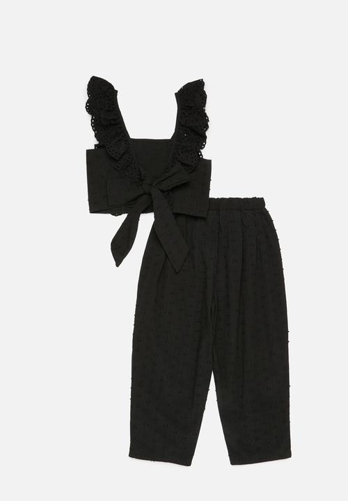 Pop Candy - Frilled top & bottom set - black