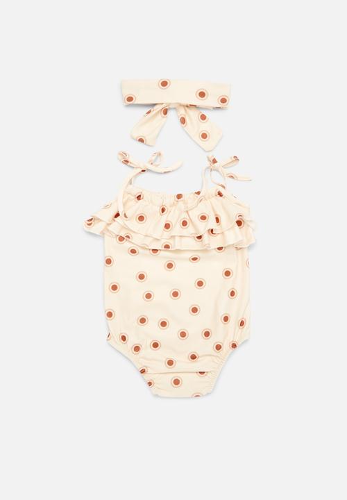 Pop Candy - Shoulder tie romper - beige