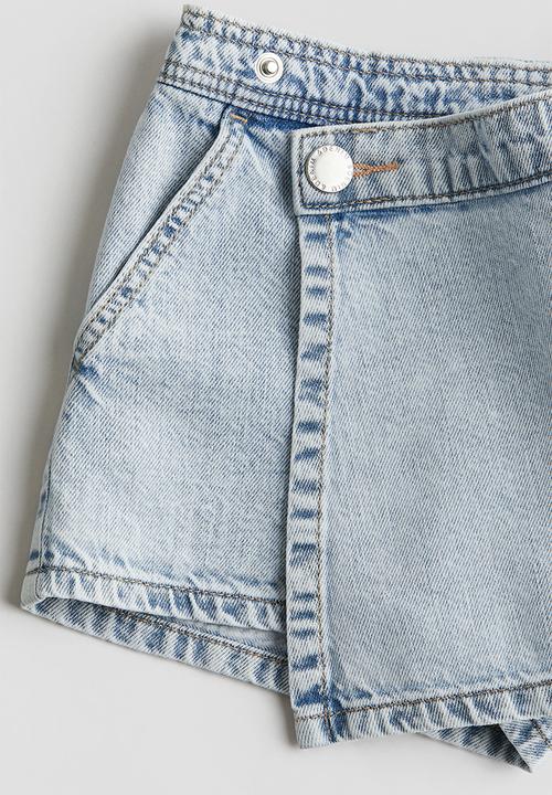 H&M - Wrapover denim skort - light denim blue