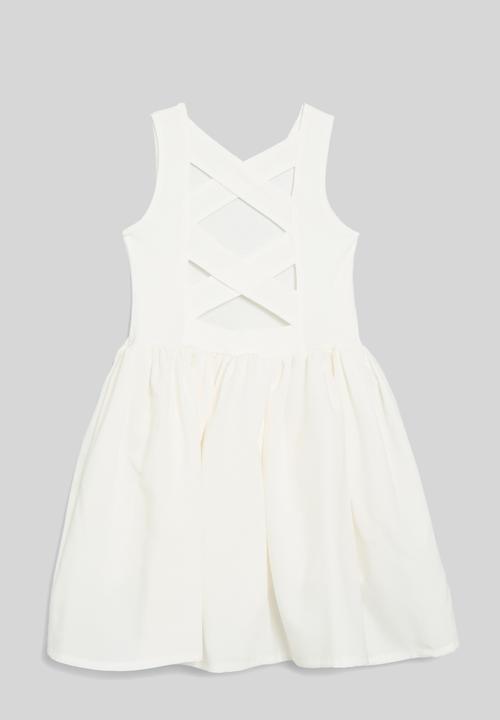 Pop Candy - Combo fit & flare dress - white