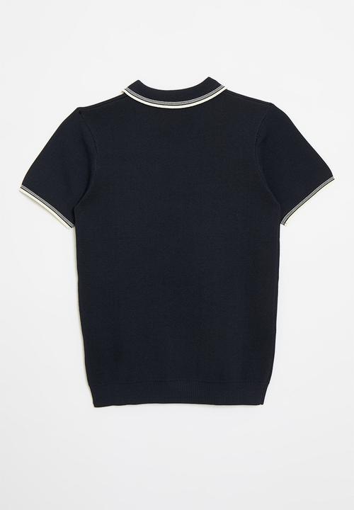 POLO - Boys scott short sleeve qtr zip golfer - navy