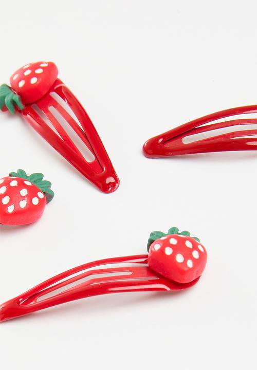 Pop Candy - Strawberry hair clip set - red