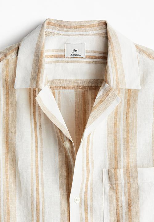 H&M - Regular fit linen-blend resort shirt - beige striped