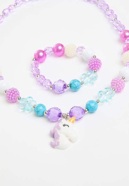 Pop Candy - Unicorn necklance & bracelet set - purple