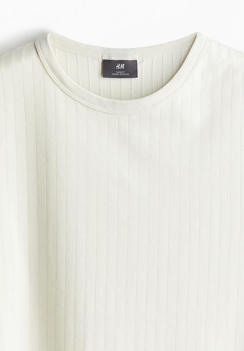 H&M - Slim fit ribbed lyocell-blend t-shirt - cream