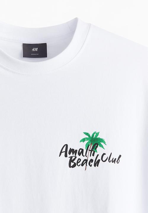H&M - Loose fit printed T-shirt - white amalfi 