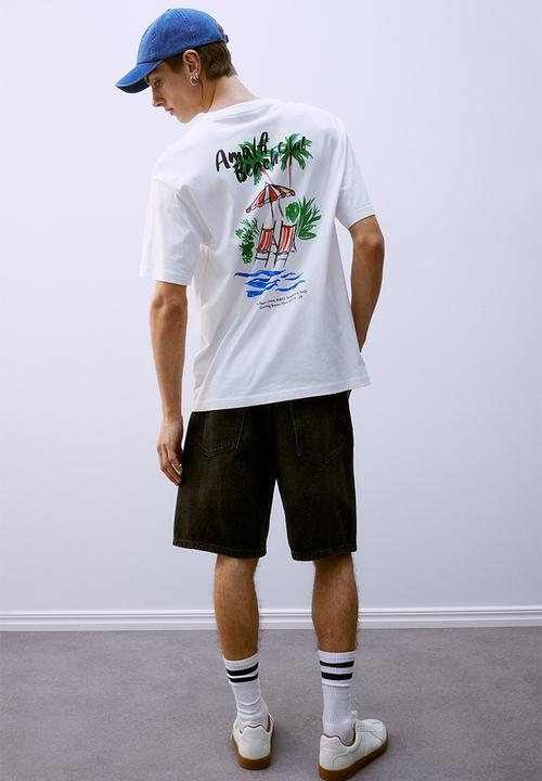 H&M - Loose fit printed T-shirt - white amalfi 