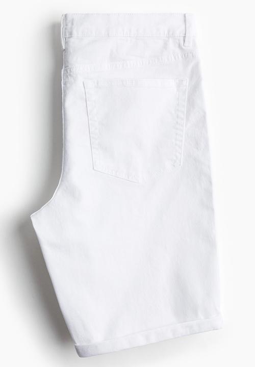 H&M - Slim fit cotton twill shorts - white