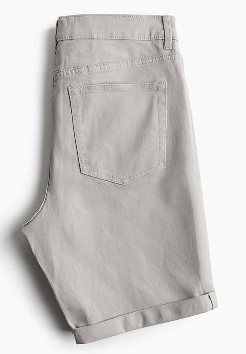 H&M - Slim fit cotton twill shorts - light grey