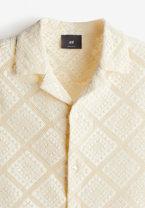 H&M - Regular fit crochet-look resort shirt - cream