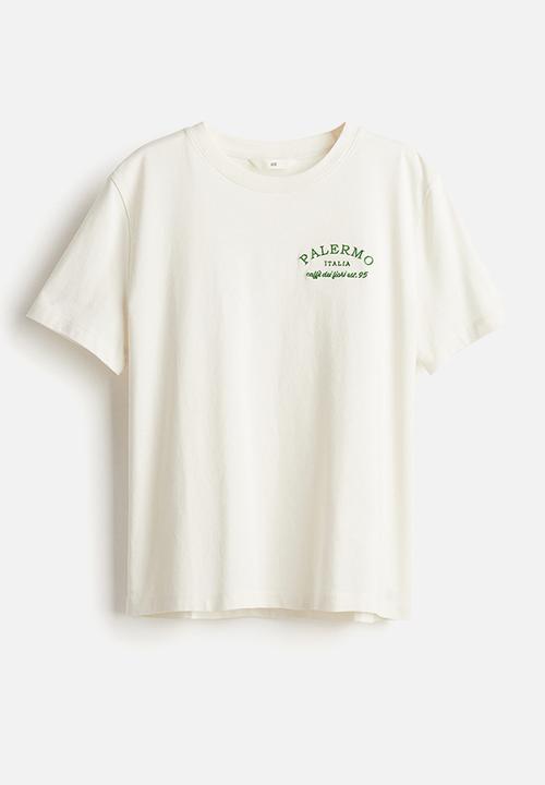 H&M - Printed T-shirt - cream/palermo