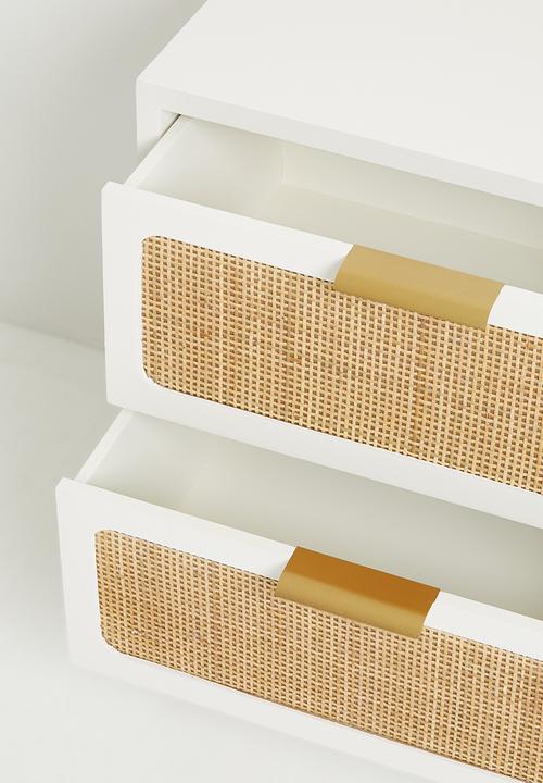 Sixth Floor - Theo rattan bedside table - Natural & white