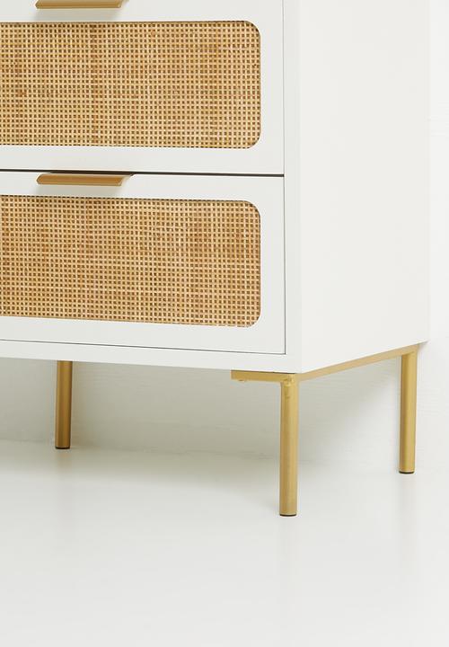 Sixth Floor - Theo rattan bedside table - Natural & white