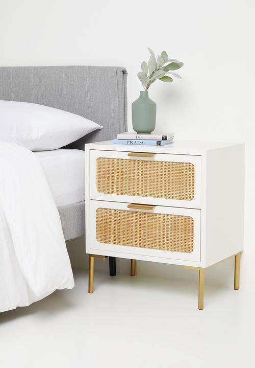 Sixth Floor - Theo rattan bedside table - Natural & white