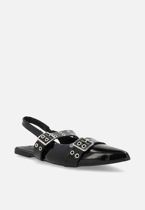 Plum - Keira slingback flat - black