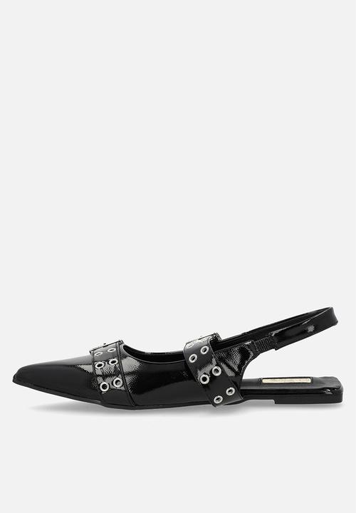 Plum - Keira slingback flat - black