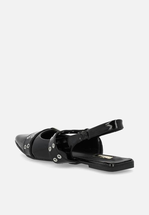 Plum - Keira slingback flat - black