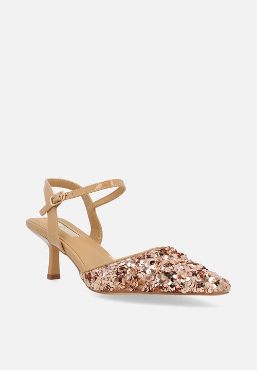 Plum - Sparkle slingback heel - gold