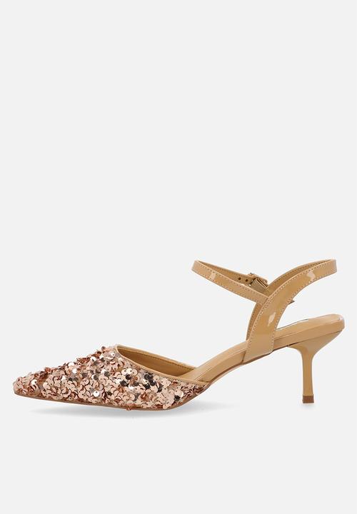 Plum - Sparkle slingback heel - gold