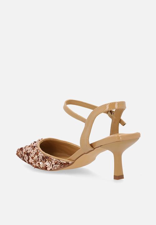 Plum - Sparkle slingback heel - gold