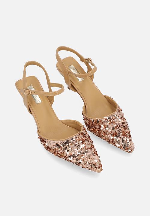 Plum - Sparkle slingback heel - gold