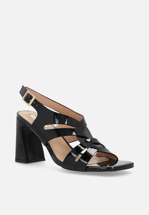 Plum - Esmeralda block heel - black