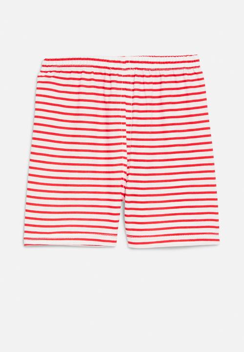 Pop Candy - Striped shorts - red & white