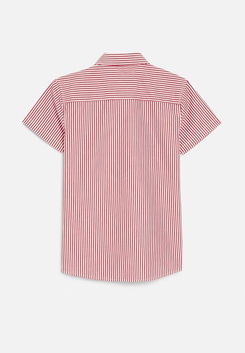 POLO - Boys lance striped short sleeve shirt - samba red