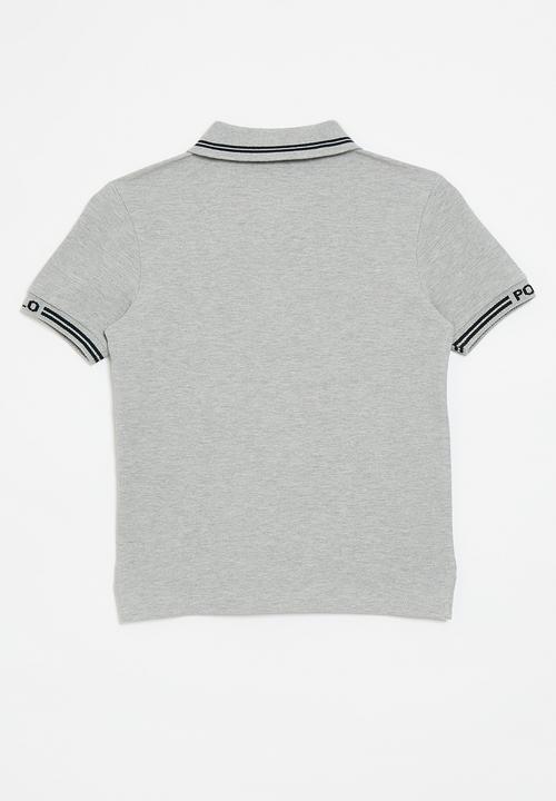 POLO - Boys owen jacquard short sleeve golfer - grey