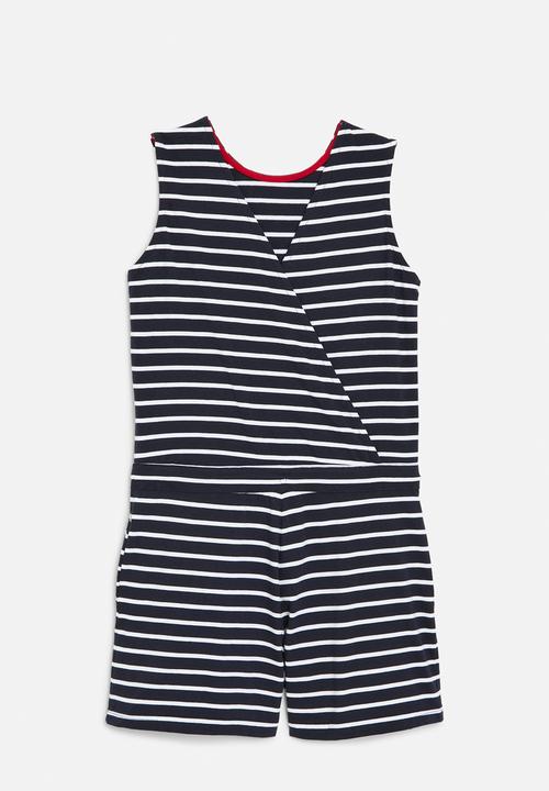 POLO - Girls gabriella sl striped jumpsuit - navy