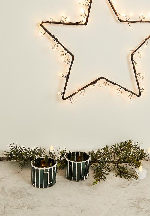 H&S - Ambiance Tealight Holder Set of 3 - green