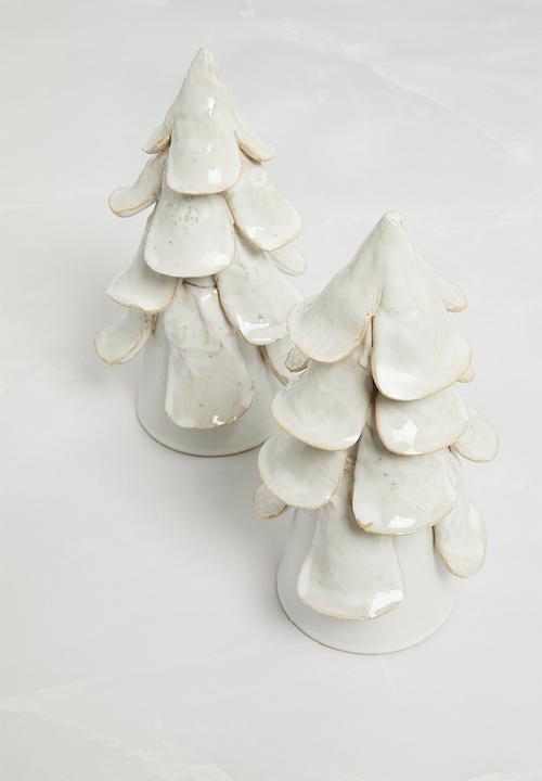 H&S - Layer xmas tree set of 2 20cm - cream