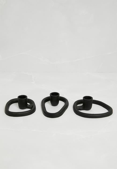 H&S - Orga Candle Holder set of 3 - Black