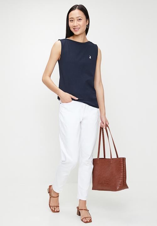POLO - Wmn Ashton Sleeveless Boat Neck Top - Navy
