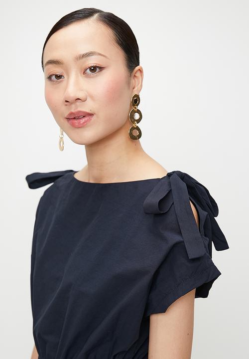 edit - Extended sleeve anglaise midi dress - ink