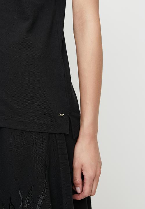 POLO - Wmn Makena Short sleeve Embellished Golfer - Black