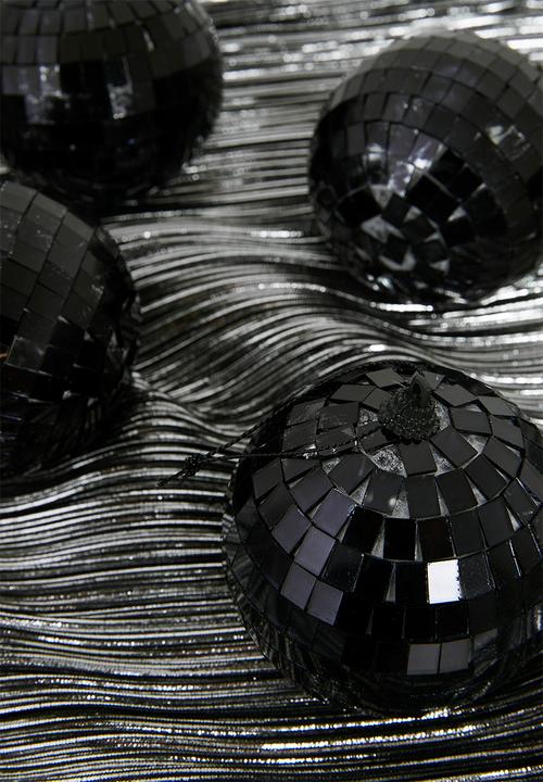 H&S - Mirror ball xmas decor set of 4 - black