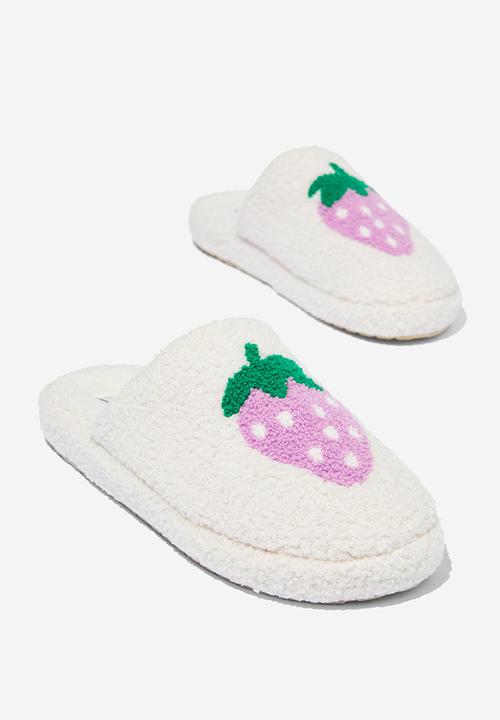 Cotton On - Cosy Novelty Scuff Slipper - Strawberry Cream