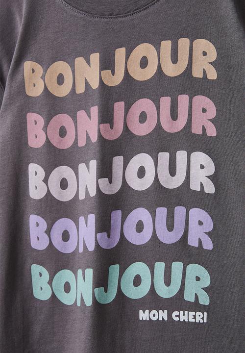 Cotton On - Poppy short sleeve print tee - rabbit grey/bonjour