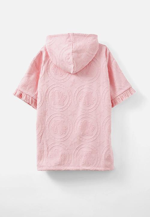 Cotton On - Kids short sleeve hooded towel - blush pink/jacquard shells