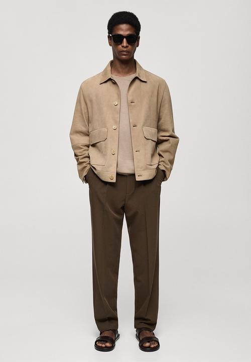 MANGO - Erik leather jacket  - light/pastel grey