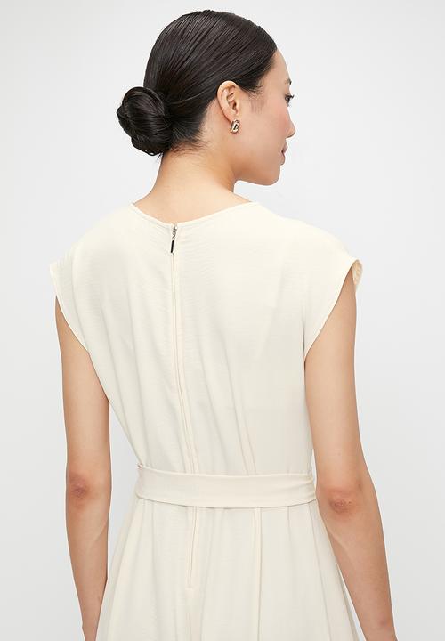 edit - V-neck with Tie Detail Jumpsuit - Neutral