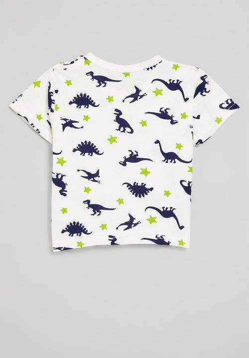 Pop Candy - Dino print tee - blue & white