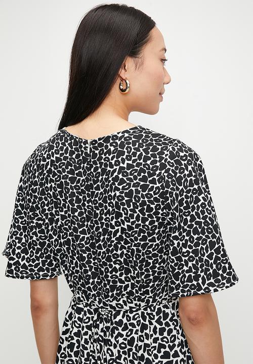 French Connection - Kiss Crew Angel Slv Dress Long - Black & Ivory