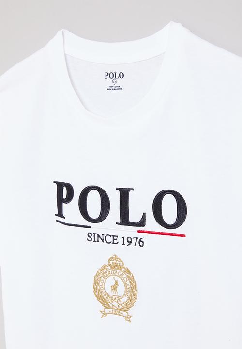 POLO - Boys logan crested ss tee - white